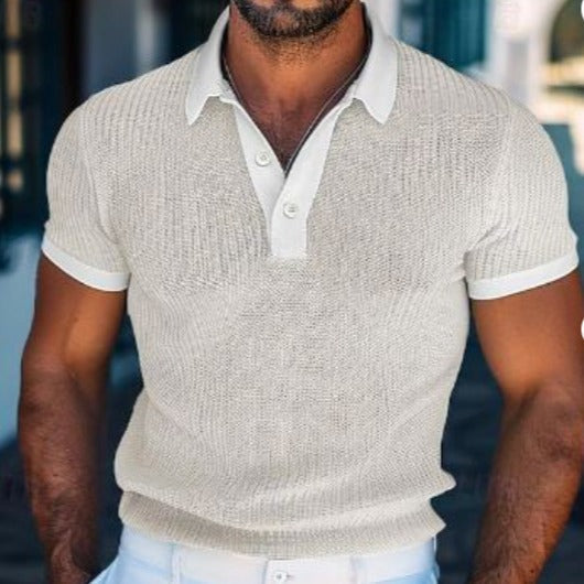 Garry – Short Sleeve Men's Polo Shirt in White