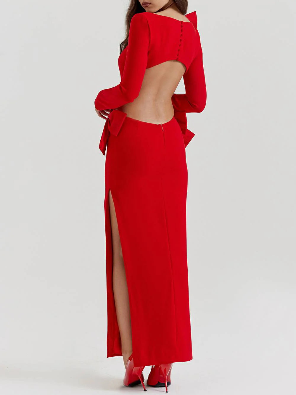 Sophie – Maxikleid mit Roter Schleife