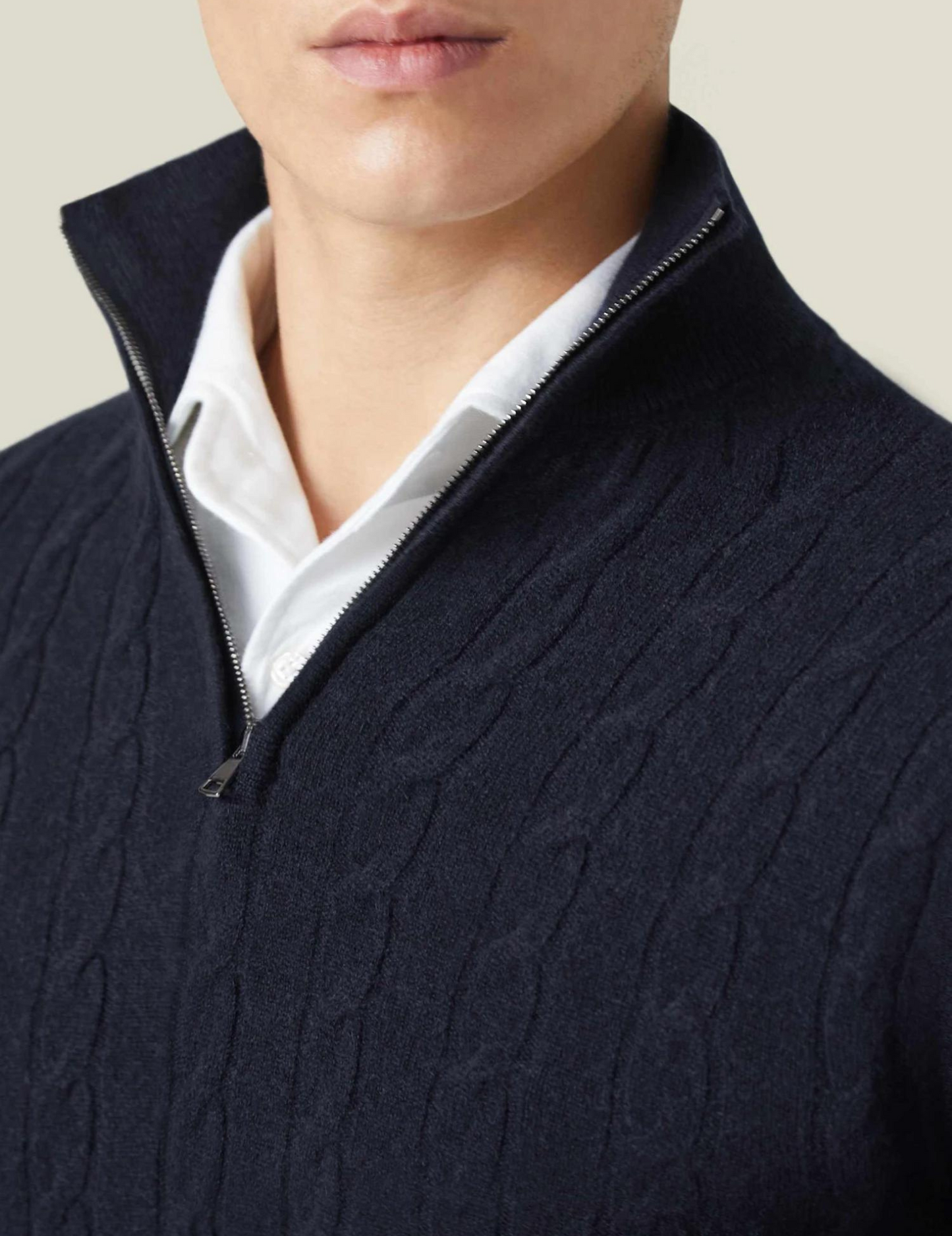 Herren Zopfmuster Pullover mit Reißverschluss – Eleganter Business & Freizeit Strick