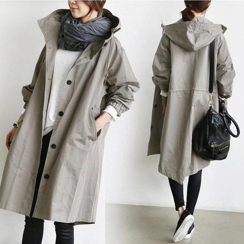 Kelly – Casual mid-length windbreaker for women with long sleeves