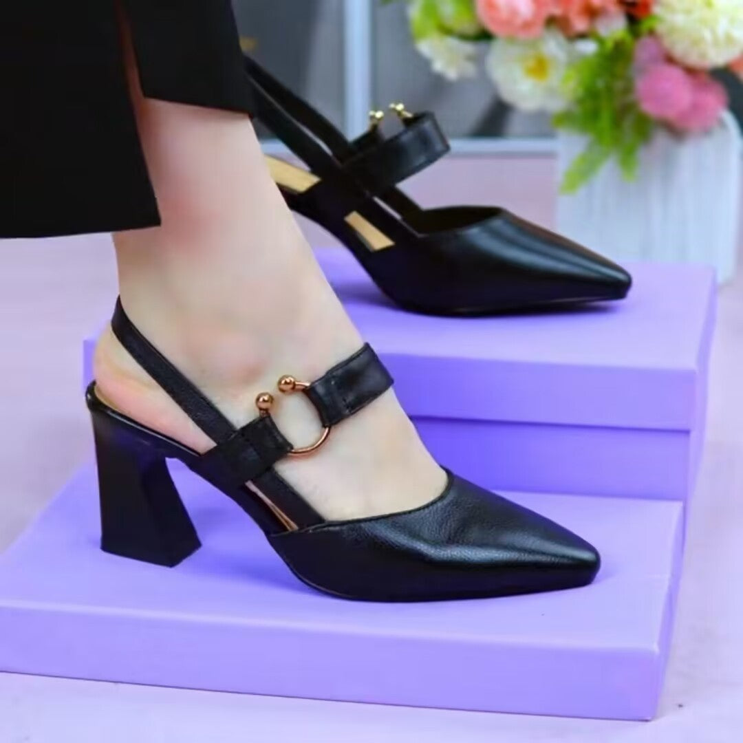 Sophie – Geschlossene High-Heels aus veganem Leder mit Chunky-Absatz