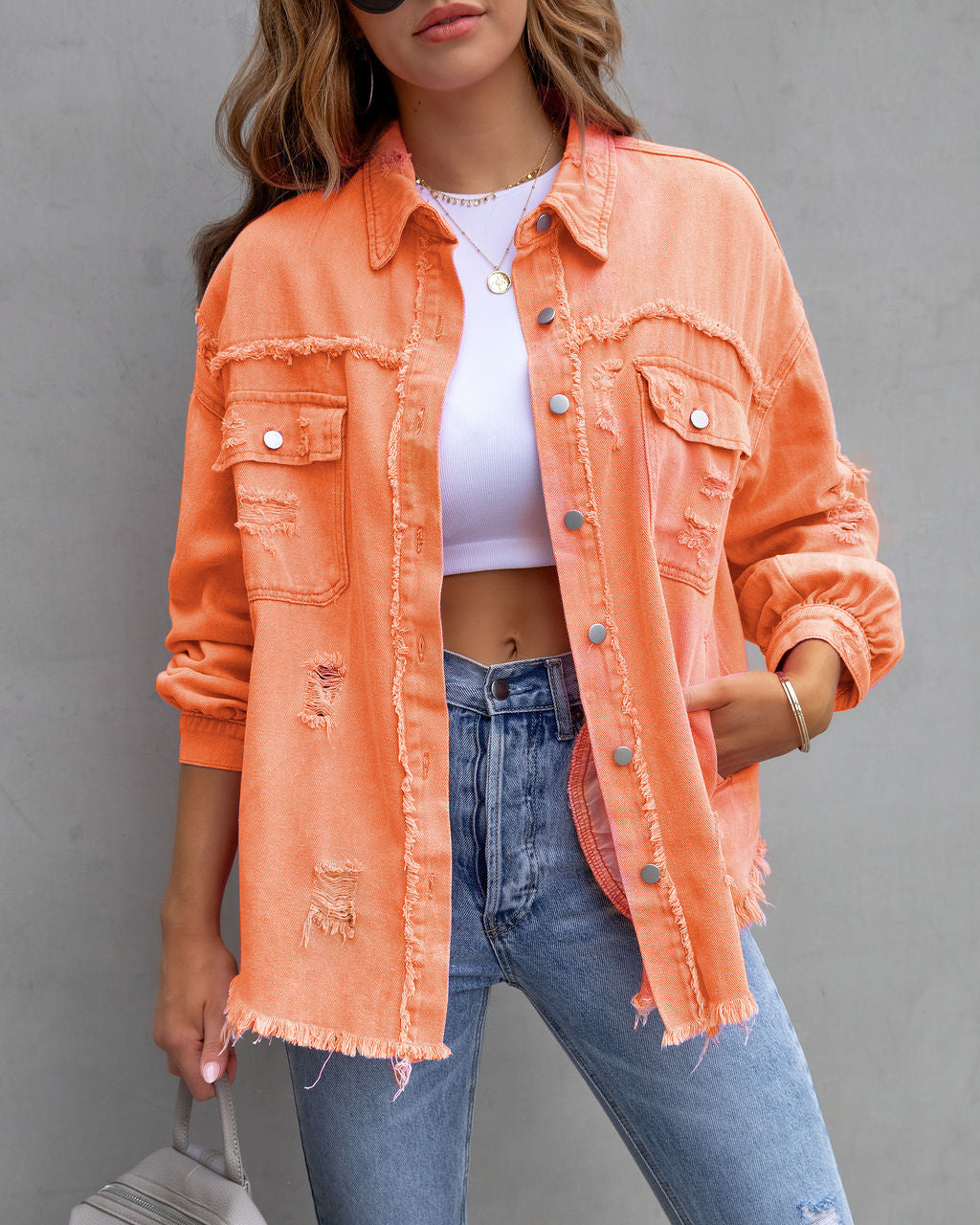 Wendy – Modisches Ripped Shirt-Jacke für Frauen im Herbst und Frühling