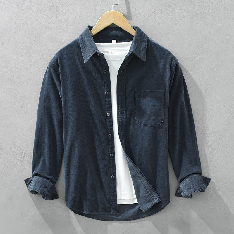 Herren Japanischer Retro Freizeit Hemd – Langarm, Modernes Layering, Vielseitig für Alltag & Ausgehen