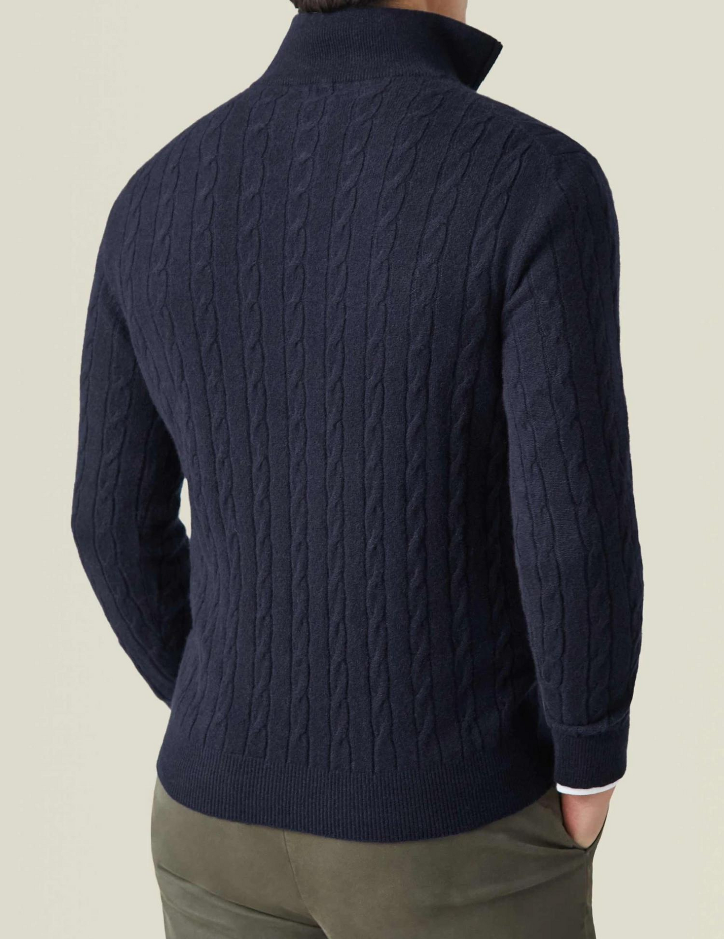 Herren Zopfmuster Pullover mit Reißverschluss – Eleganter Business & Freizeit Strick