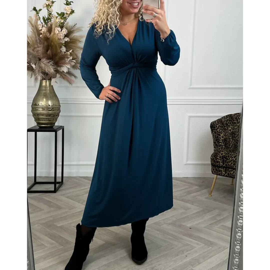 Francesca – Langärmeliges Einfarbiges Damenkleid