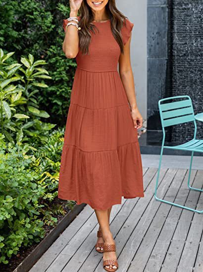 Kimberley – Bohemian Midi-Kleid mit kurzen Ärmeln