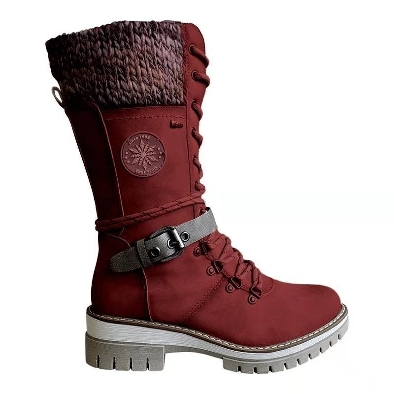 Natalie – Winterliche Hochkant Stiefel mit quadratischem Absatz und runder Spitze