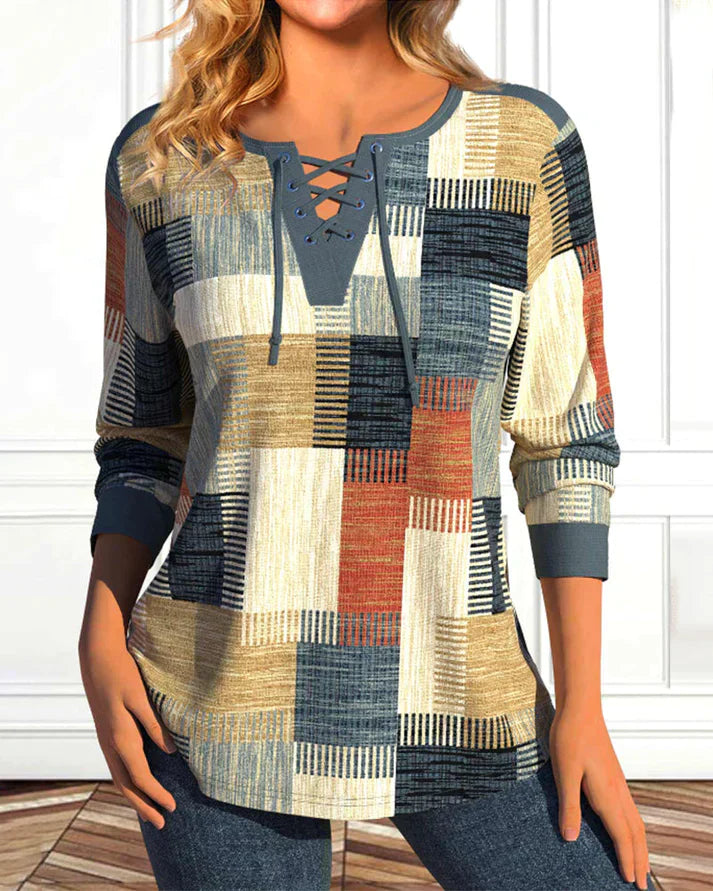 Fiona – Damenbluse mit geometrischem Design