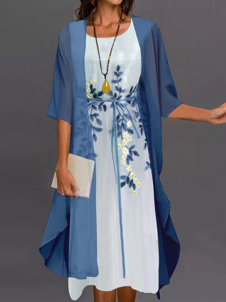 Hannah – Elegant lace chiffon dress in two-piece design
