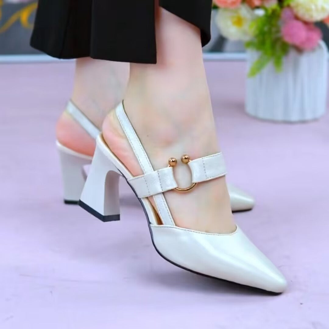Sophie – Geschlossene High-Heels aus veganem Leder mit Chunky-Absatz