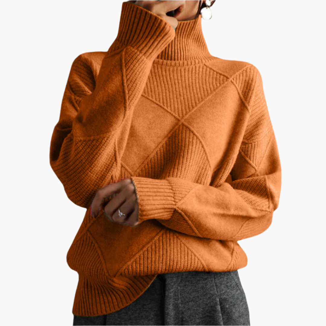 Women's knitted sweater with diamond pattern – modern comfort for everyday and leisure