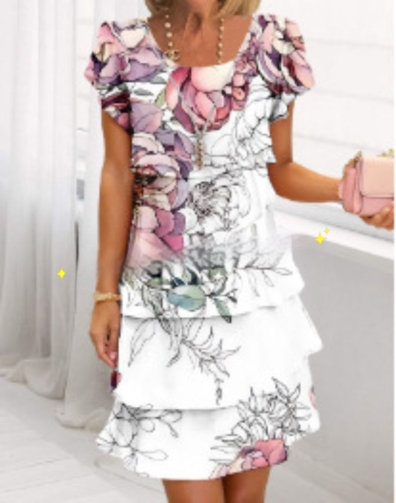Damen Elegantes Lagenlook Patchwork Midikleid – Stilvolles Sommerkleid für Alltag und Feierlichkeiten