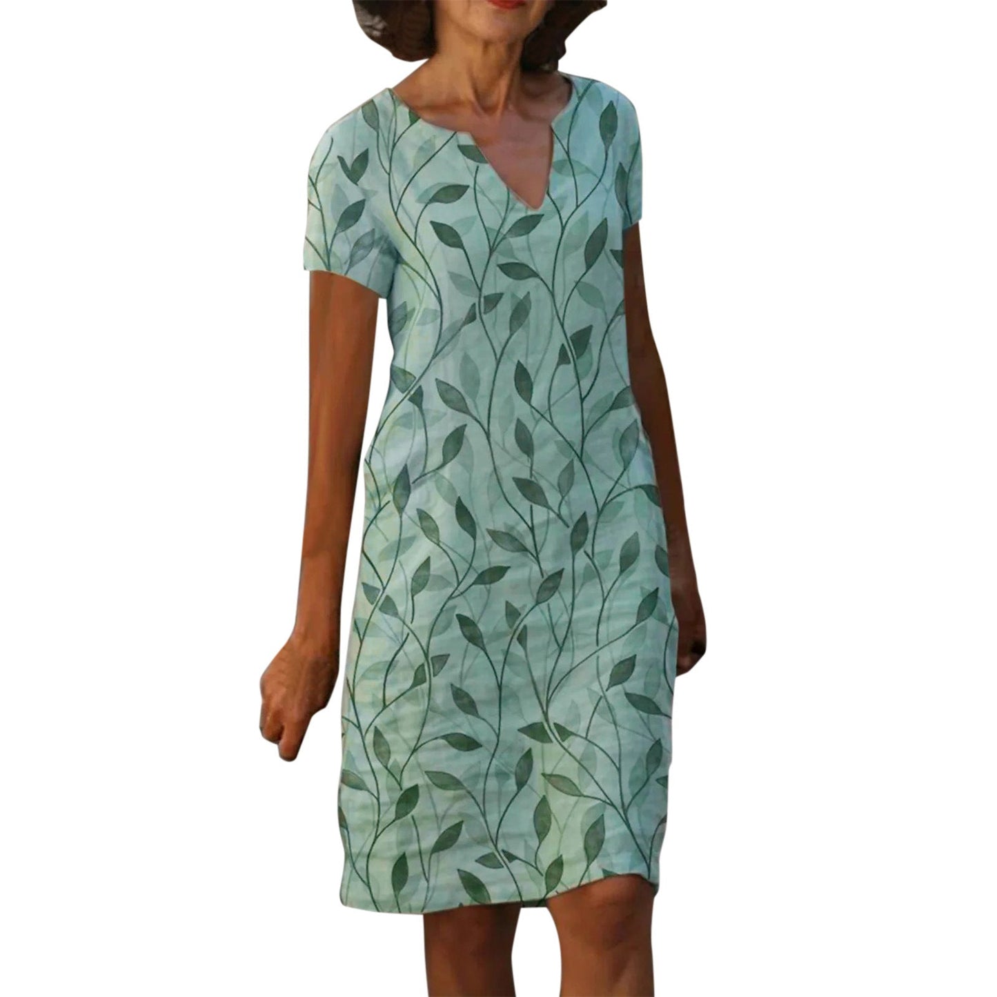 Sharon – Baumwoll-Leinen-Kleid mit V-Ausschnitt