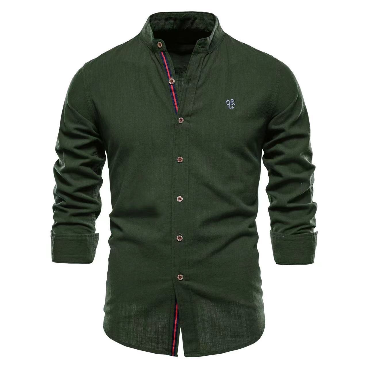 Allen – Casual men's Henley shirt made of cotton and in solid color with long sleeves