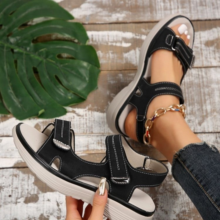 Lauren – Bequeme Sommer-Sandalen mit Klettverschluss und Fischmund-Design für Damen