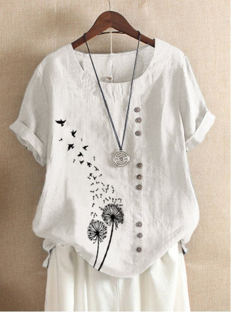 Caroline – Casual short-sleeve pullover T-shirt in plus size made of cotton and