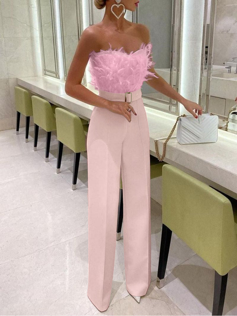 Rebecca – Featherlight jumpsuit with tube top for parties