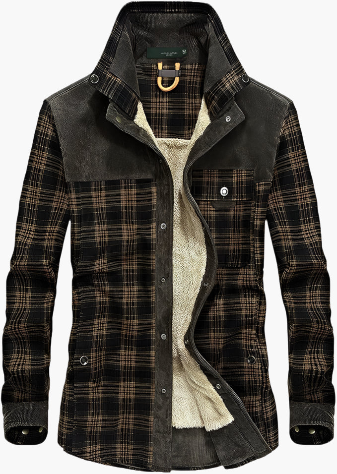 Herren Outdoor Freizeit Hemdjacke mit Fleece-Futter – Klassischer Karomuster Stil für Abenteuer und Alltag
