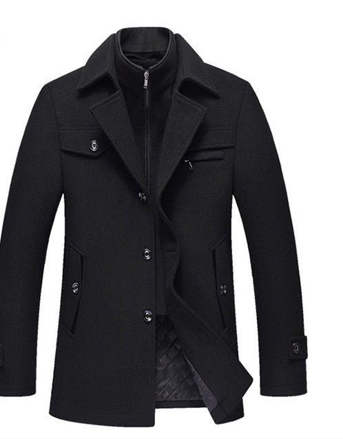 Kenneth – Slim men's wool coat for winter with detachable collar