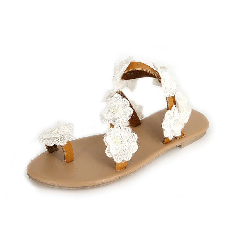 Hayley – Flache Damensandalen mit Blumenmuster