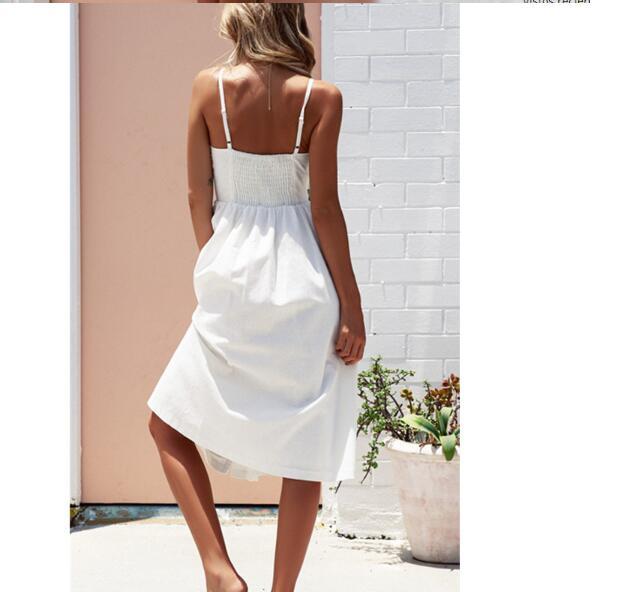 Alison – Sexy Träger Kleid mit Knopf und Taschen