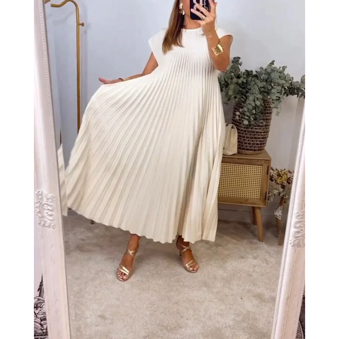 Louise – Ärmelloses Plissiertes Maxikleid