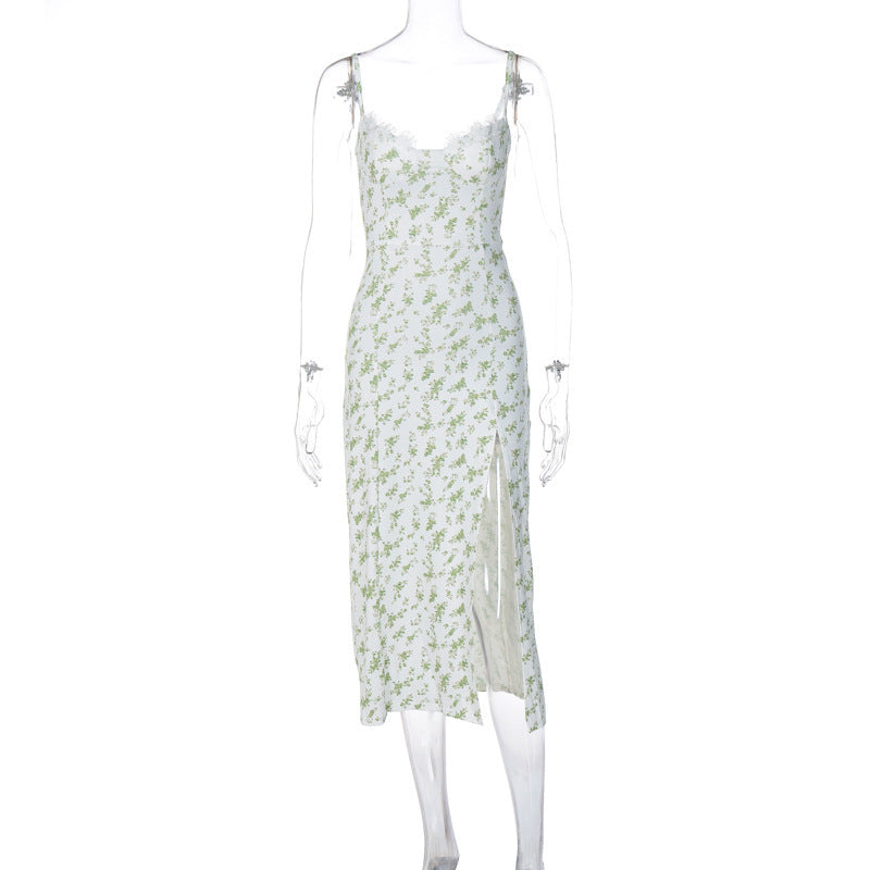 Melissa – Langes Kleid mit Blumenmuster und sexy Schlitz für Damen