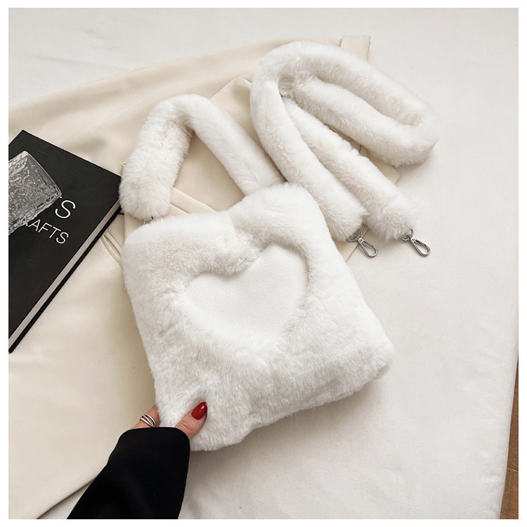 Tanya – Winter Plüsch Schultertasche für Damen