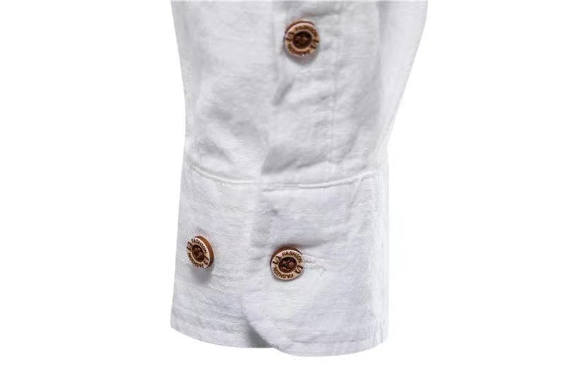 Allen – Casual men's Henley shirt made of cotton and in solid color with long sleeves