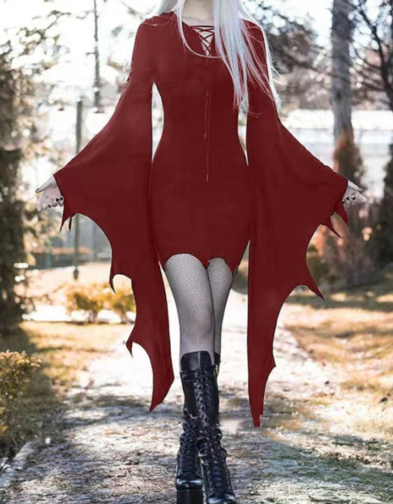Halloween women's dress vampire bat witch costume gothic party outfit