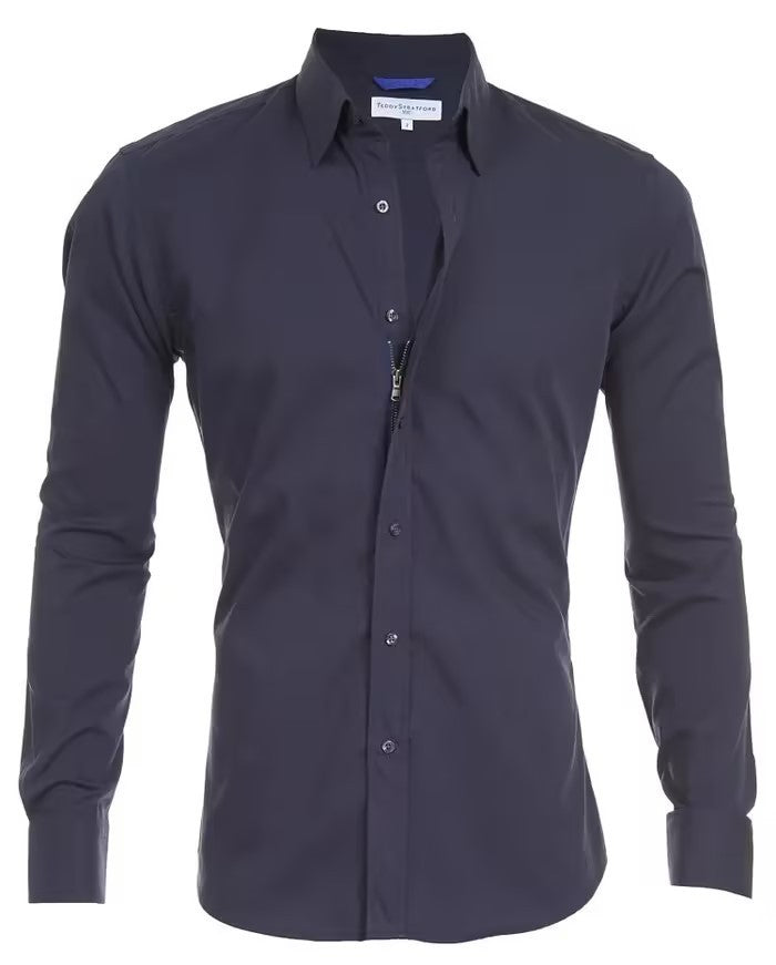 Glenn – Long-sleeve zipper shirt with button design and fashionable collar for men