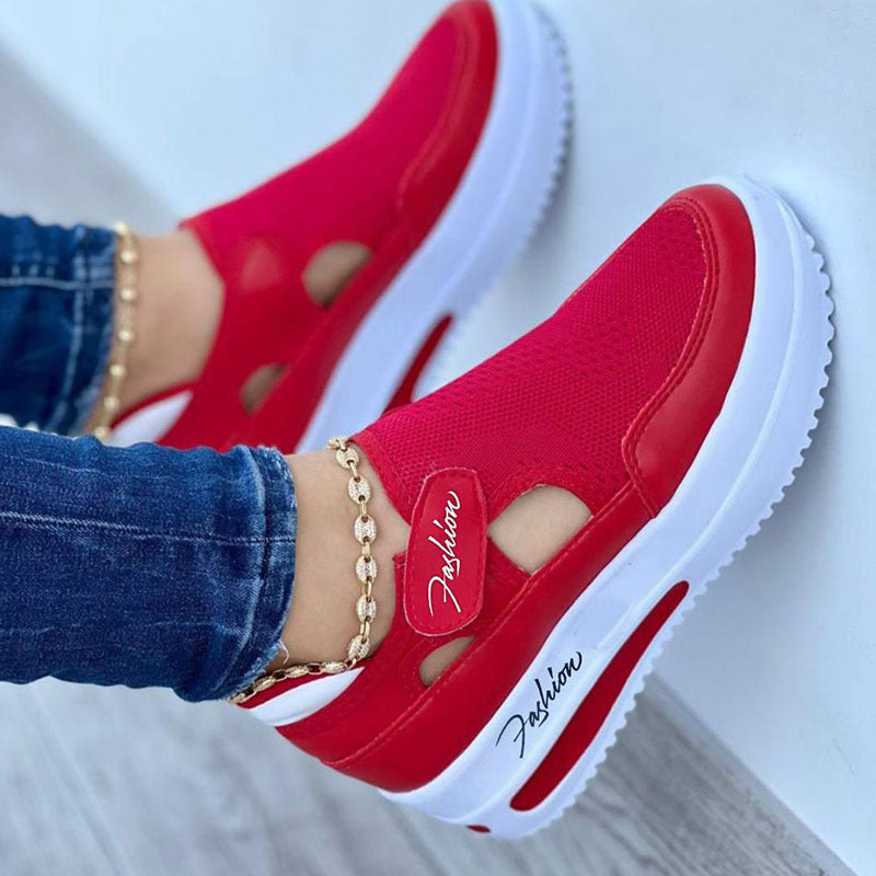Damen Komfort Slip-On Mesh Plateau Sneaker – Modische Freizeitschuhe für Alltag, Gehen & Reisen