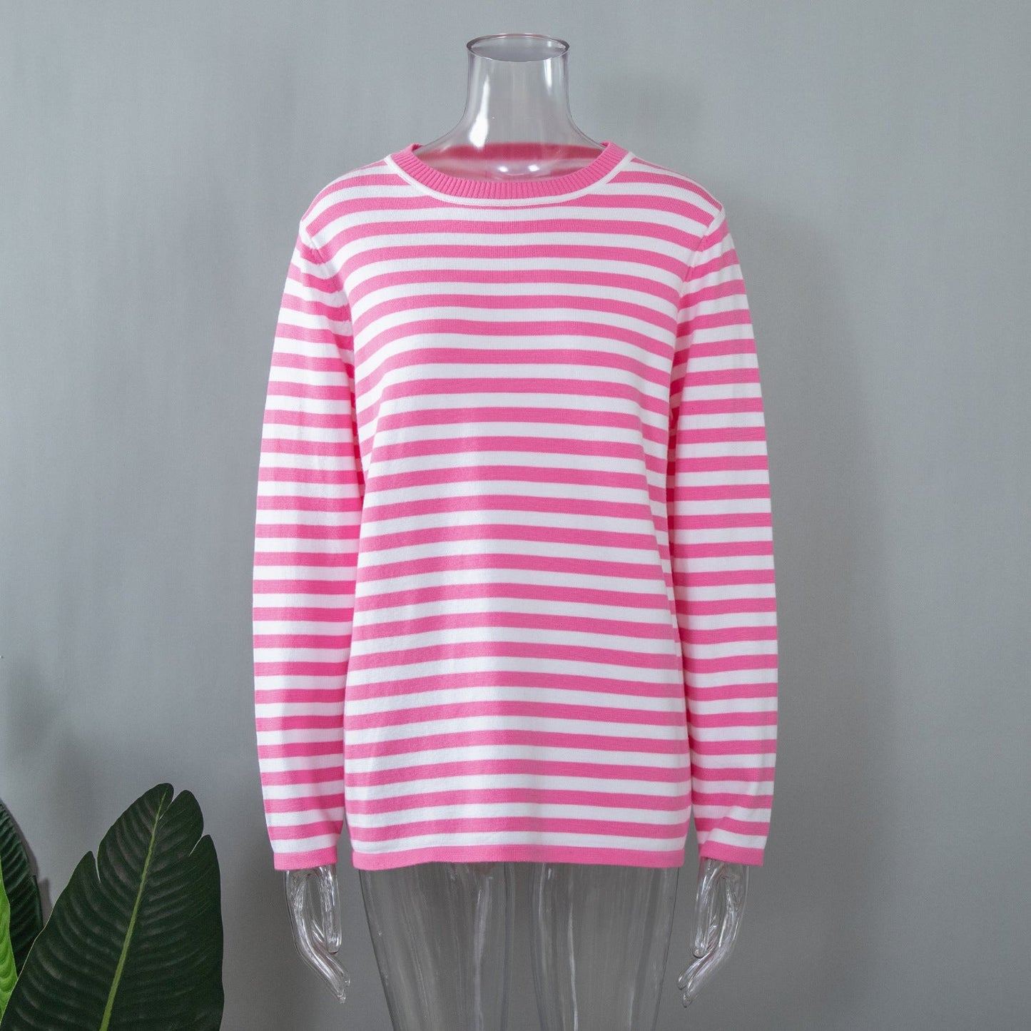 Damen Strickpullover mit Streifen – Lässiger Alltags-Sweater, zeitloser Stil, ideal für Büro & Freizeit
