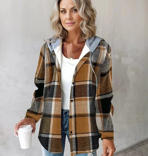 Shannon – Damen Wolljacke im großen Karo-Stil