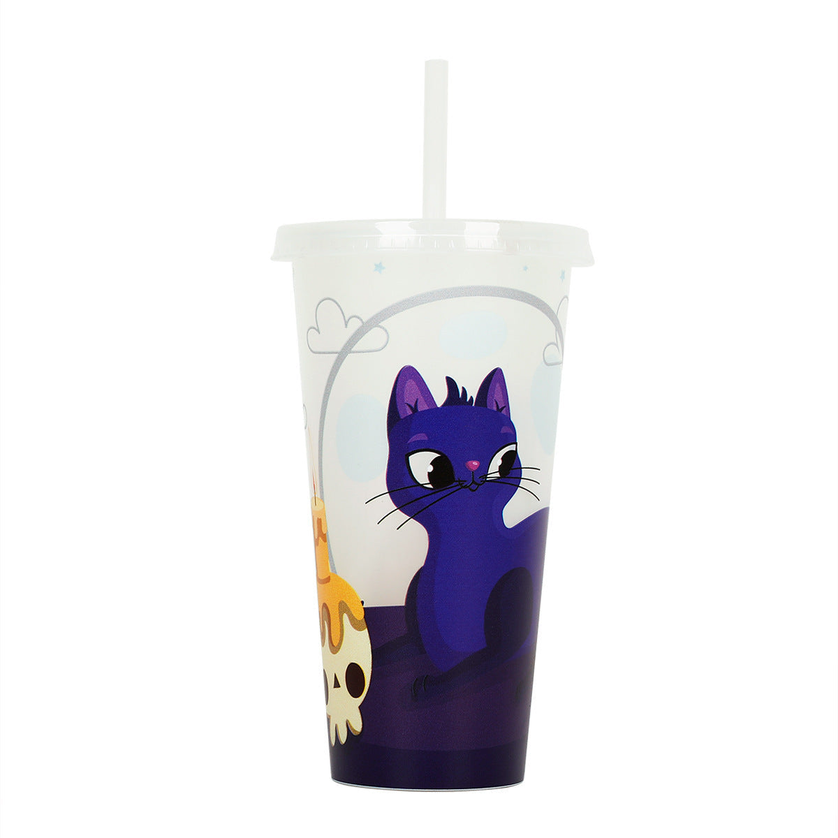 Halloween party cup with straw – glowing drinking cup for Halloween drinks & decoration