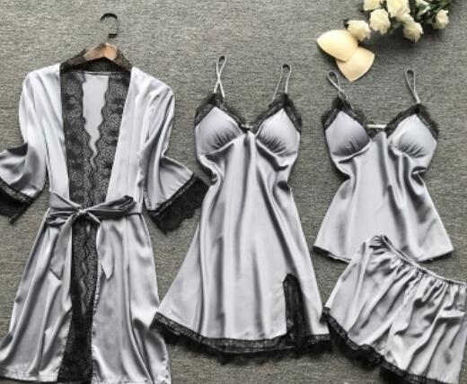 Audrey – Five-piece pajama with spaghetti straps for women