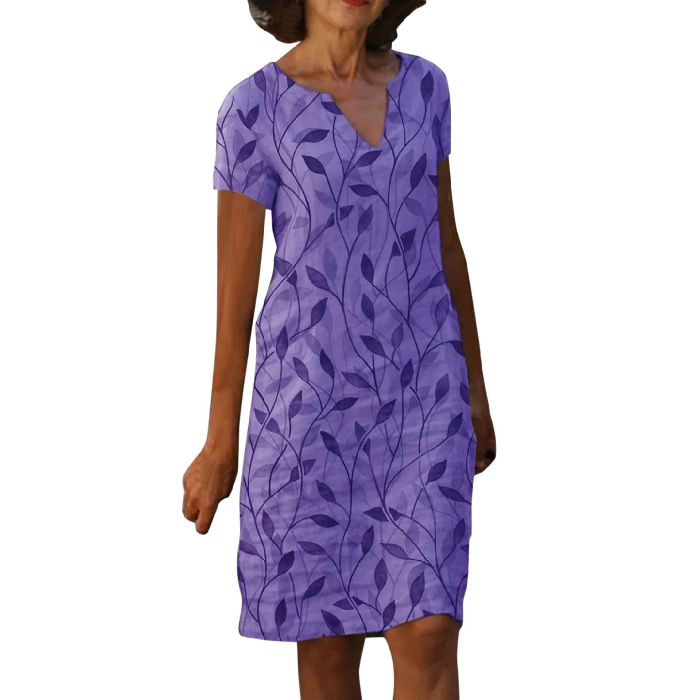 Sharon – Baumwoll-Leinen-Kleid mit V-Ausschnitt