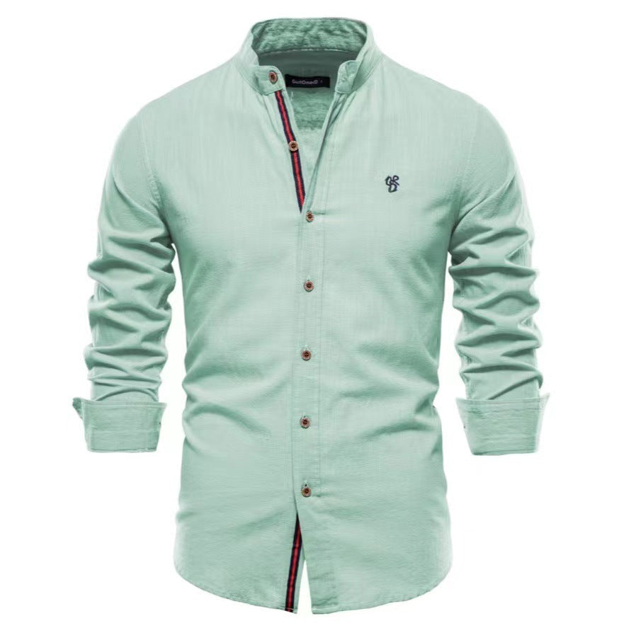 Allen – Casual men's Henley shirt made of cotton and in solid color with long sleeves
