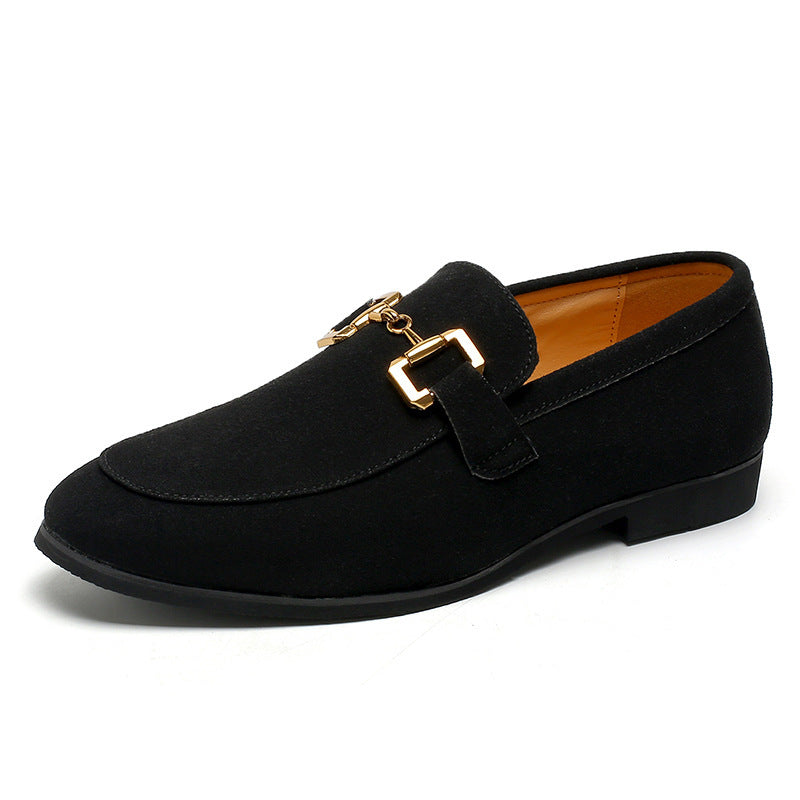Men's Business Loafer Slip-On Moccasins with Gold Buckle – Elegant Shoes for Office & Leisure