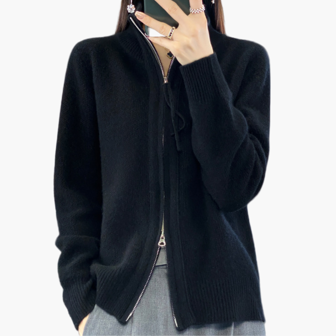 Damen Strickjacke mit Reißverschluss – Klassischer Stil für Büro und Freizeit