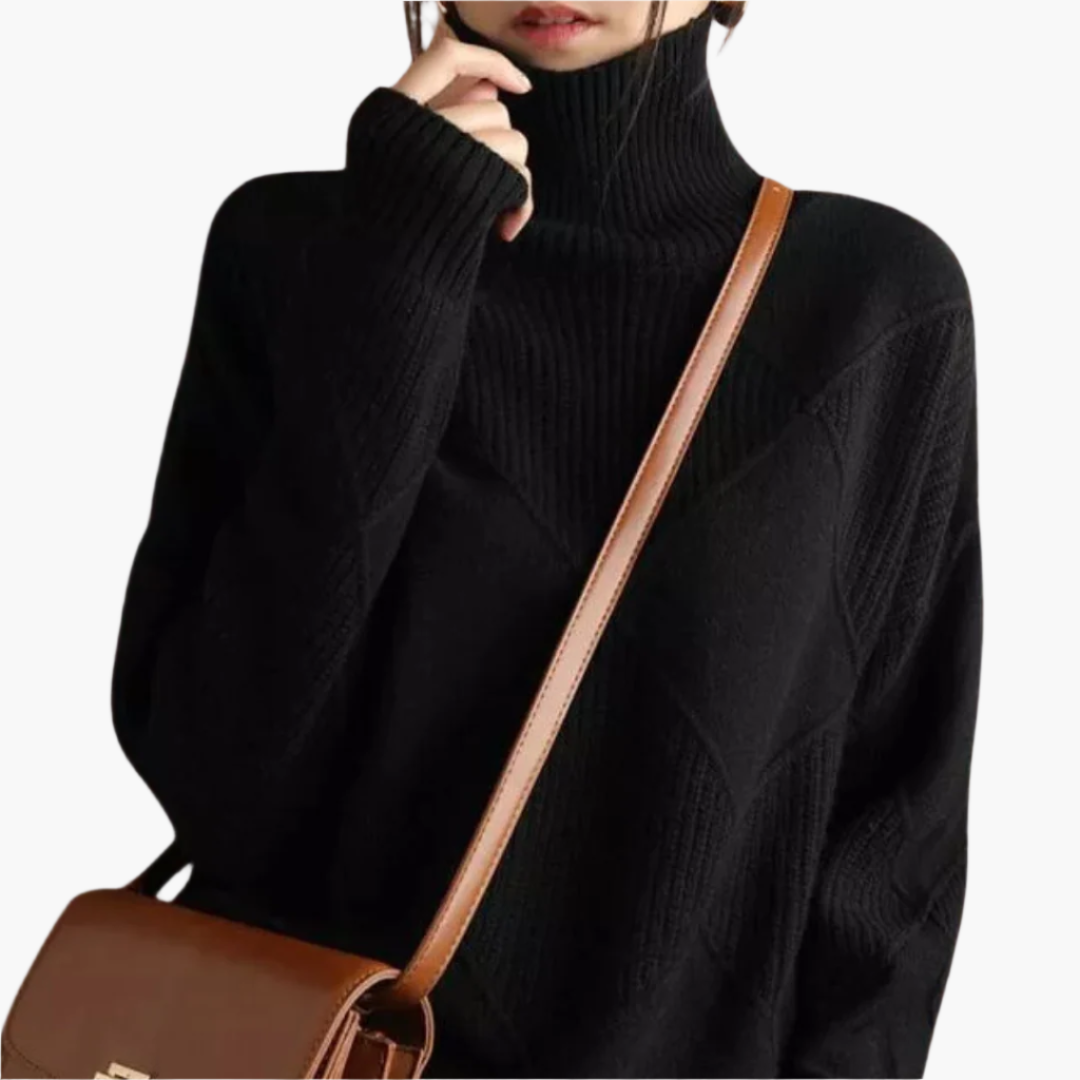 Women's knitted sweater with diamond pattern – modern comfort for everyday and leisure