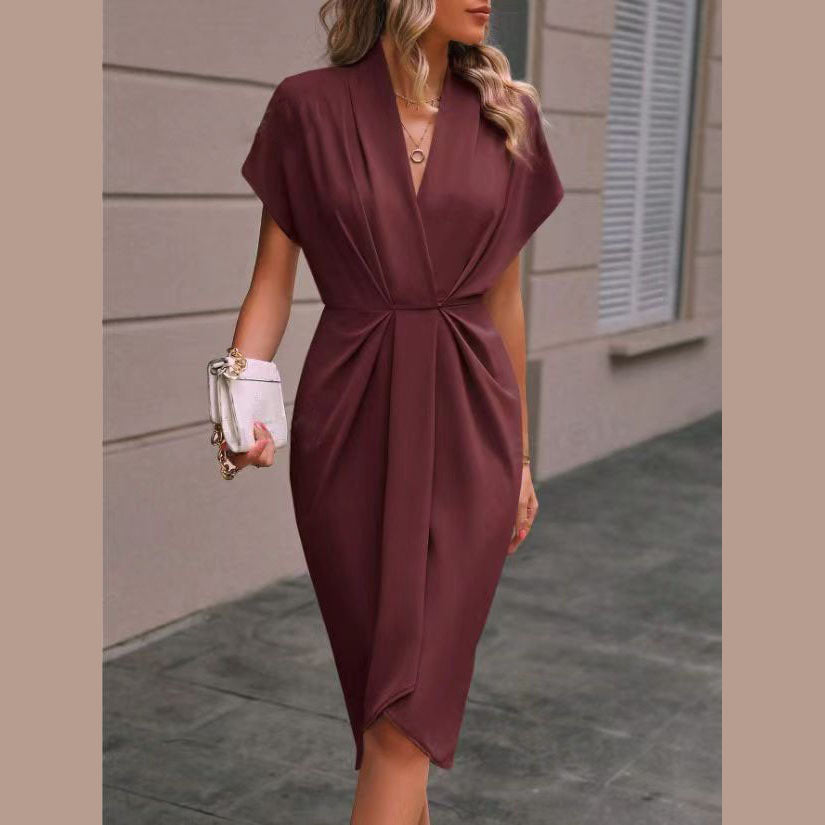 Jessie – summer dress with batwing sleeves and V-neckline