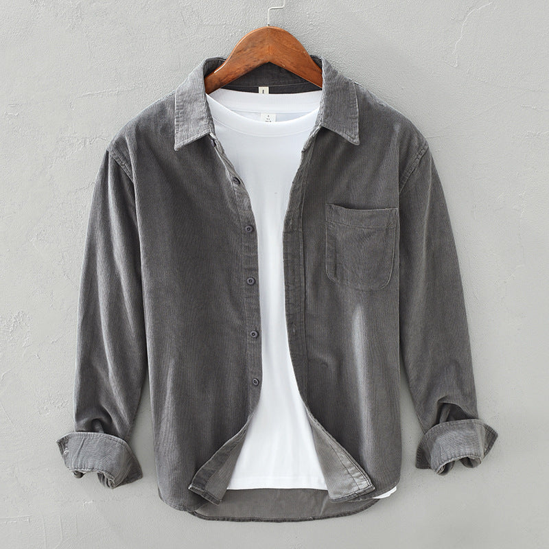 Herren Japanischer Retro Freizeit Hemd – Langarm, Modernes Layering, Vielseitig für Alltag & Ausgehen
