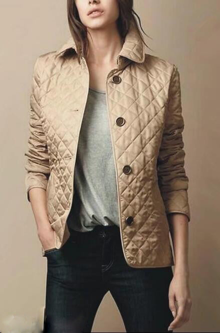 Women's quilted jacket slim fit with notch collar – Elegant transitional jacket for everyday and office use