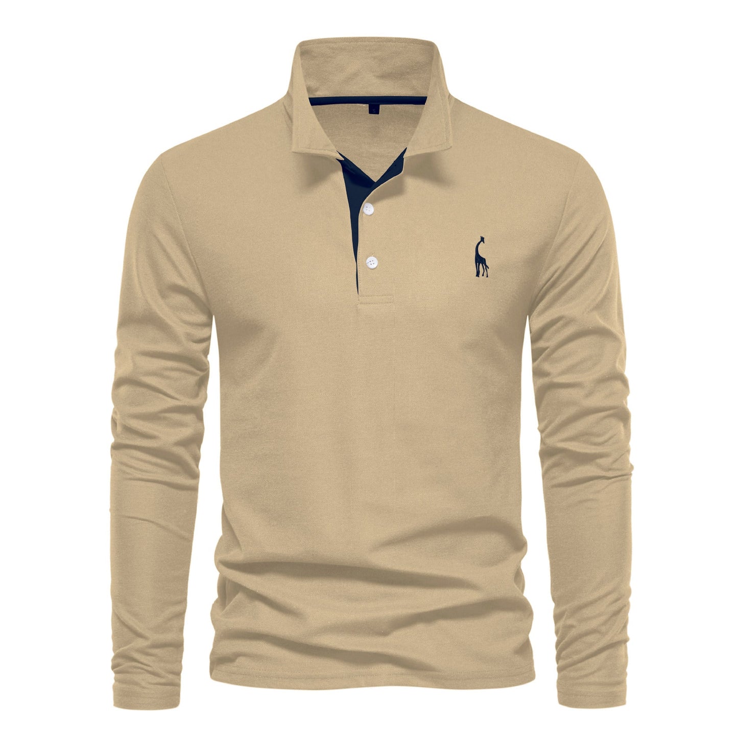Men's Long Sleeve Polo Shirt Casual – Classic Leisure Style with Embroidered Logo