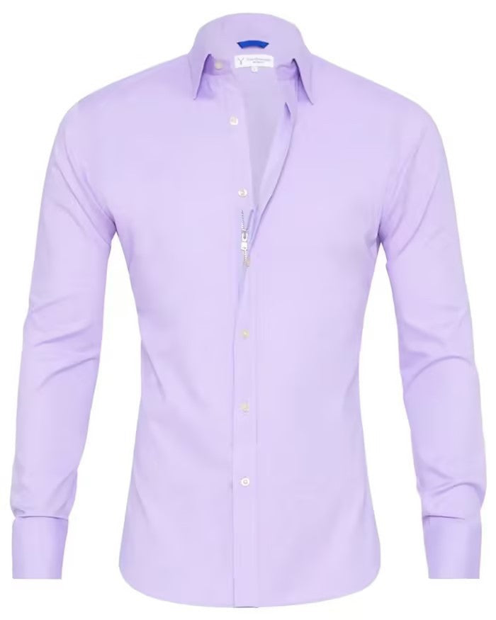 Glenn – Long-sleeve zipper shirt with button design and fashionable collar for men