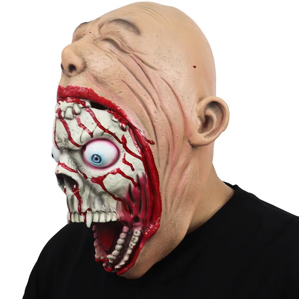 Halloween latex mask for adults – creepy big mouth skeleton horror mask – perfect for costume parties & decoration