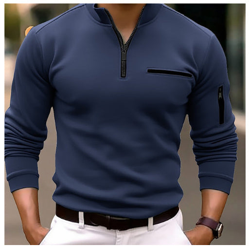 Herren Sportlicher Quarter-Zip Pullover mit Reißverschluss und Langarm – Athleisure Oberteil für Training und Alltag