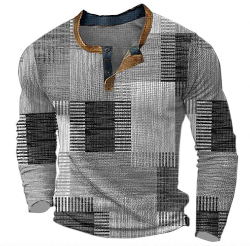 Men's Long Sleeve Shirt Patchwork Casual – Stylish Casual Shirt for Autumn and Winter