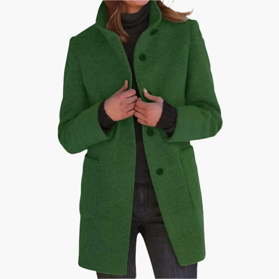 Damen Eleganter Mantel mit Stehkragen – Stilvoller Übergangsmantel für Alltag und besondere Anlässe